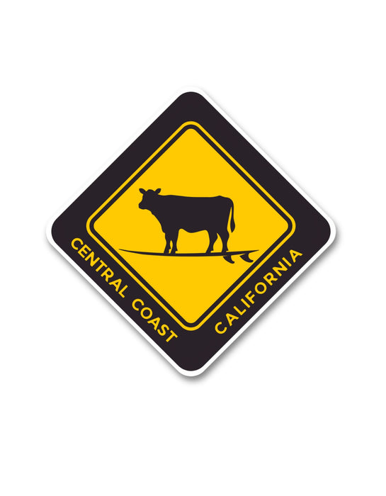 Surfing Cow Central Coast California Sticker