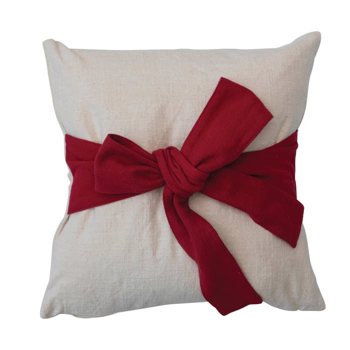 Hand-Woven Cotton Slub Bow Pillow