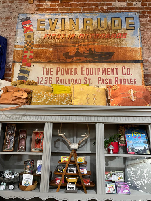 Antique Orginal Evinrude Sign "First In Outboards" Paso Robles Advertising Sign - Instore Pickup Only