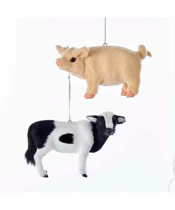 Plush Pig + Cow Ornament