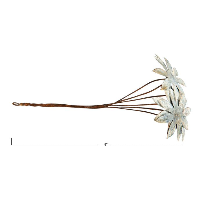 Distressed Metal Flower Bunch Ornament