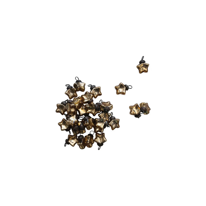 Set of 30 Mercury Glass Star Ornaments - Gold Finish