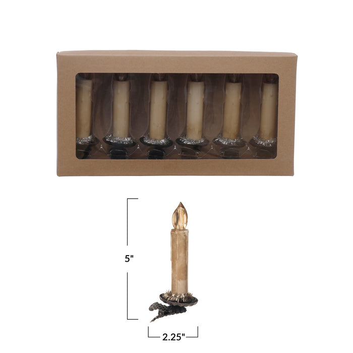 LED Candle Clip On Ornament - Set of 6