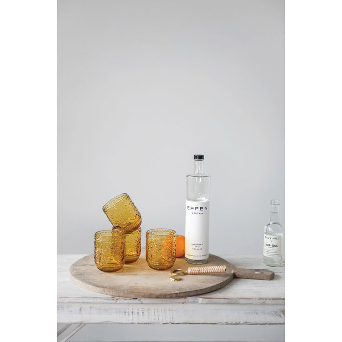 Embossed Sunflower Drinking Glass